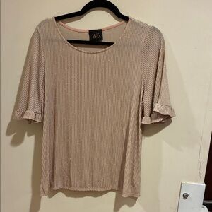 W5 Women's Beige Textured Ruffle Sleeve Blouse